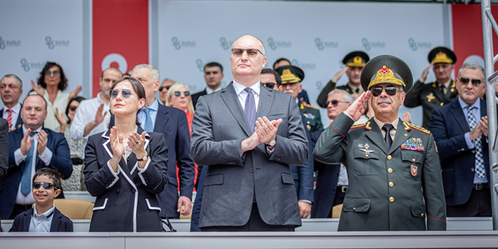 Azerbaijan’s defense minister watches military parade in Georgia