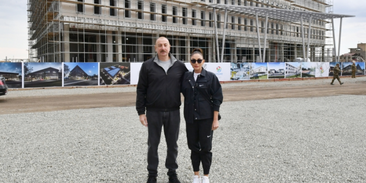 Azərbaycan Prezidenti və Birinci xanım Ağdam şəhərində 3-cü yaşayış məhəlləsinin təməli qoyublar
