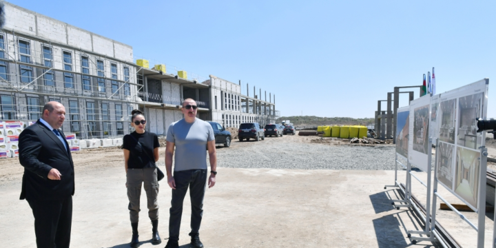 President Ilham Aliyev viewed construction works in school being built in Fuzuli as gift on behalf of Uzbekistani people