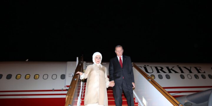 Turkish President Recep Tayyip Erdogan arrives in Azerbaijan for state visit