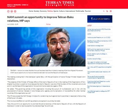 İran mətbuatı da Qoşulmama Hərəkatının Bakıda keçirilən nazirlər görüşündən yazıb