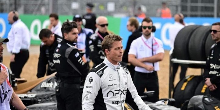 Brad Pitt attends British Grand Prix to film scenes for Apple Formula One Film