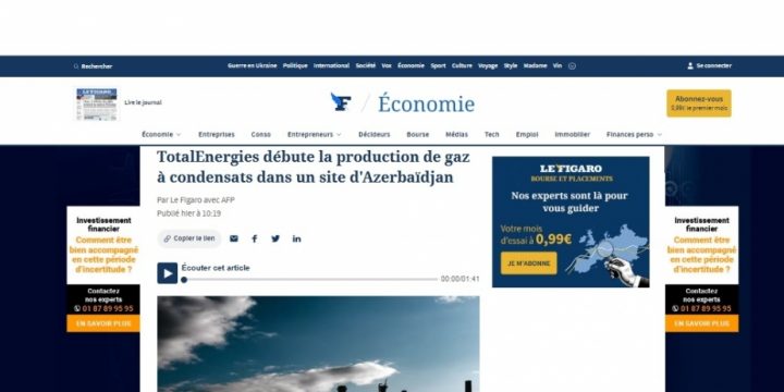 Le Figaro: TotalEnergies Azərbaycanda qaz-kondensatının hasilatına başlayır