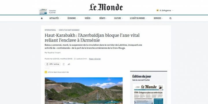 BQXK-nın “Le Monde” qəzetinə ikibaşlı cavabı