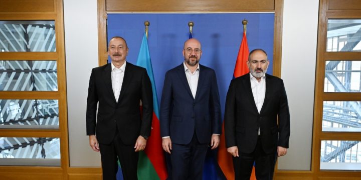 President Ilham Aliyev held trilateral meeting with President of European Council and Prime Minister of Armenia in Brussels