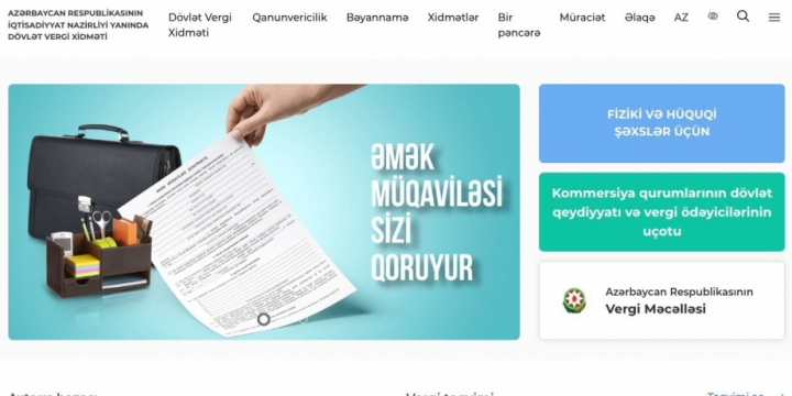 Dövlət Vergi Xidmətinin saytı informasiya açıqlığına görə 1-ci yeri tutub
