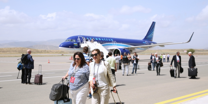 Participants of Global Media Forum arrive in Fuzuli