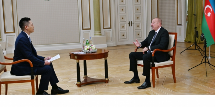 President of Azerbaijan Ilham Aliyev was interviewed by China Media Group media corporation