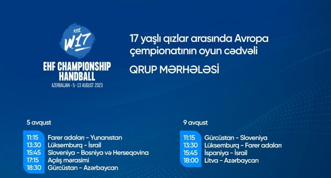 2023 European Handball W17 EHF Championship to commence in Baku