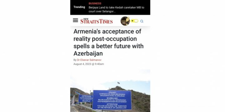 Malaysian newspaper highlights Armenia’s “humanitarian aid” manipulation