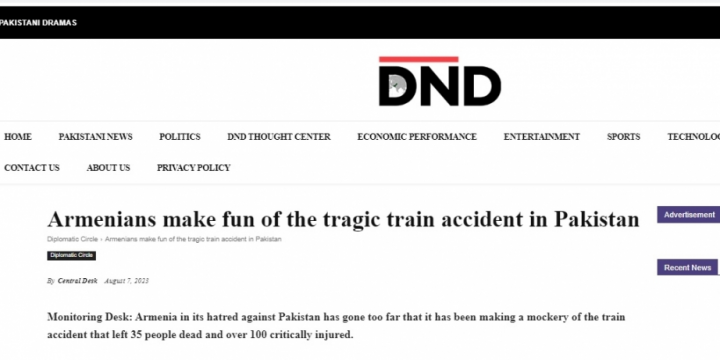 Armenians make fun of tragic train accident in Pakistan