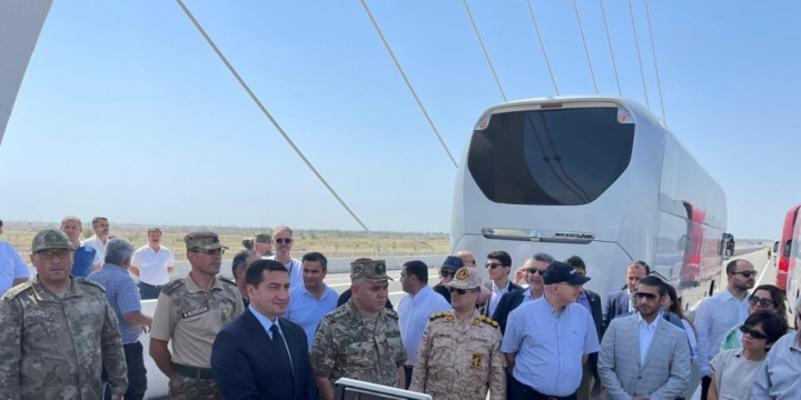Members of the diplomatic corps and military representatives accredited in Azerbaijan kick off their Aghdam trip