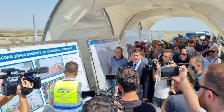 Foreign diplomats and military representatives view construction progress of Barda-Aghdam railway line and highway