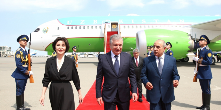 President of Uzbekistan Shavkat Mirziyoyev arrives in Azerbaijan for state visit