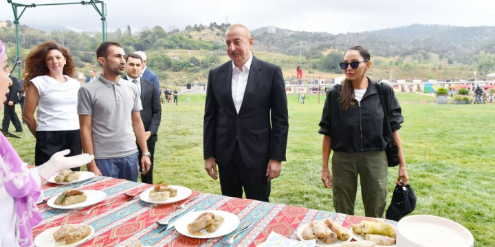 President Ilham Aliyev and First Lady Mehriban Aliyeva participated in “Lachin City Day” festivities held on the bank of Hakari River  
