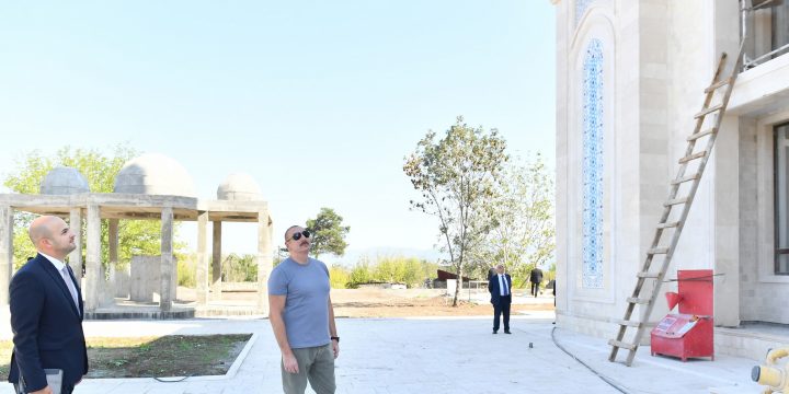 President Ilham Aliyev examined construction progress of Zangilan City Mosque build by Heydar Aliyev Foundation
