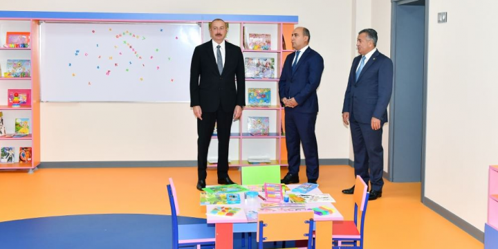 Prezident İlham Əliyev Xırdalan şəhər 11 nömrəli tam orta məktəbin yeni binasının açılışında iştirak edib
