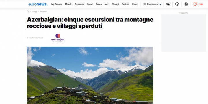 “Euronews” Azərbaycanın qayalı dağları və ucqar kəndləri barədə məqalə dərc edib