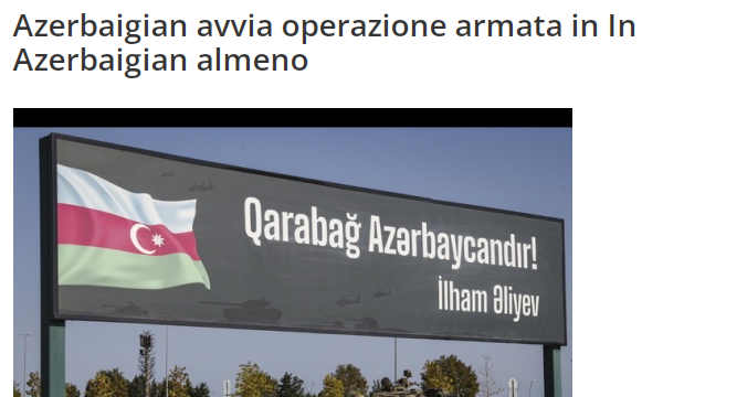 İtaliya mediası Azərbaycanın Qarabağdakı antiterror tədbirlərindən yazıb