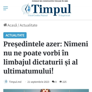 Moldova KİV-ləri Prezident İlham Əliyevin xalqa müraciətinə yer ayırıb