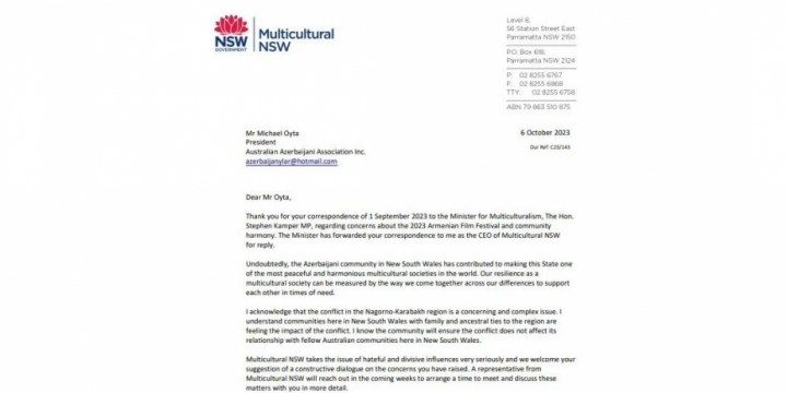 ‘Azerbaijani community in New South Wales has contributed to making this Australian state one of most harmonious multicultural societies in the world’