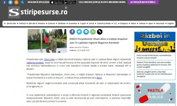 President Ilham Aliyev’s visit to Khankendi and his raising national flag of Azerbaijan there in world media spotlight