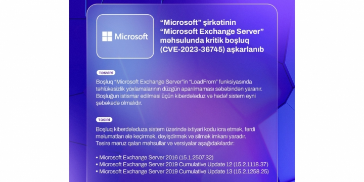 “Microsoft” şirkətinin məhsulunda kritik boşluq aşkarlanıb – Xəbərdarlıq