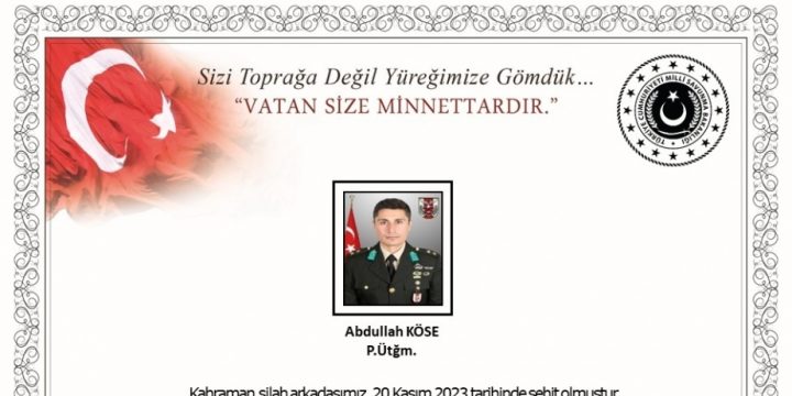 “Pəncə-Kilid” əməliyyatı bölgəsində bir türk əsgəri şəhid olub
