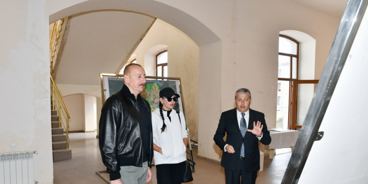President Ilham Aliyev examined works to be accomplished in Girls’ Gymnasium historical building 