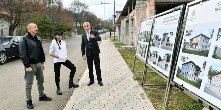 President Ilham Aliyev examined projects of restoration and reconstruction of some buildings on Panah Ali Khan Street to be implemented by Heydar Aliyev Foundation