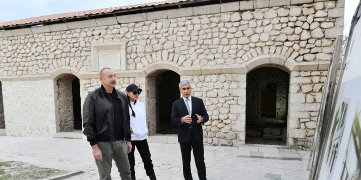 President Ilham Aliyev examined progress of restoration of Mamayi Mosque by Heydar Aliyev Foundation in Shusha