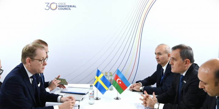 Ceyhun Bayramov isveçli həmkarı ilə görüşüb