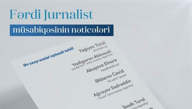 “MEDİA-Fərdi jurnalist müsabiqəsi”nin nəticələri açıqlanıb