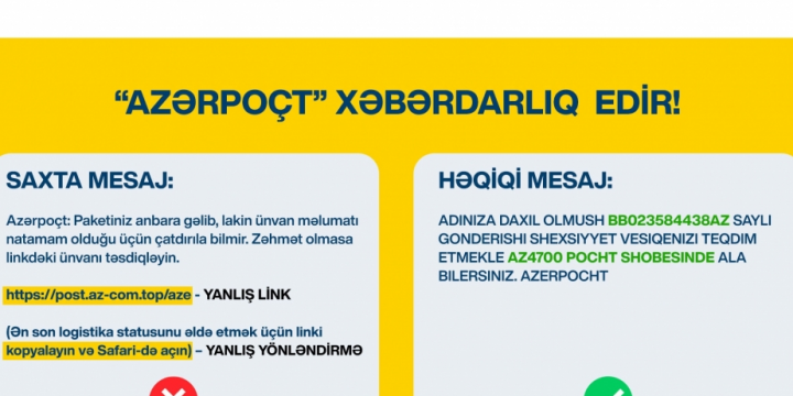 “Azərpoçt” vətəndaşlara kiberdələduzlarla bağlı xəbərdarlıq edib