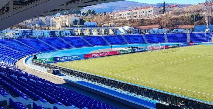 Xankəndi stadionu işıqlandırılıb, lövhələr quraşdırılıb