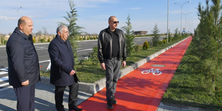 President Ilham Aliyev inspected ongoing works on internal roads of Aghdam city