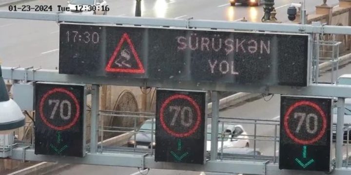 NİİM: Hazırda hava şəraiti ilə əlaqədar Heydər Əliyev prospektində xəbərdarlıq işarəsi qoyulub