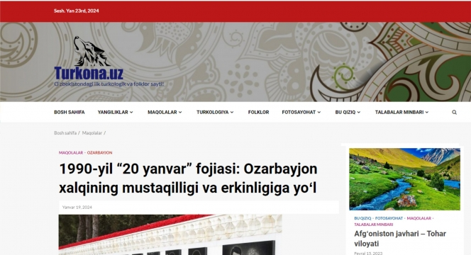 20 Yanvar faciəsi Özbəkistan mətbuatında geniş şəkildə işıqlandırılıb