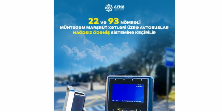 Daha iki marşrut avtobusunda ödəniş nağdsız olacaq
