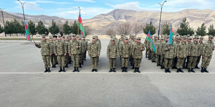 Azerbaijan Army holding ceremony of discharging servicemen who completed their active military service
