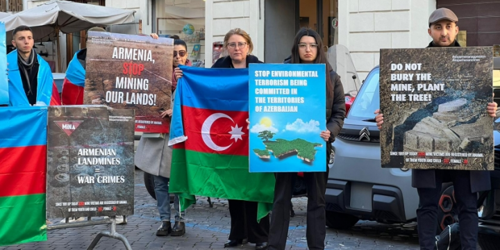 Azerbaijanis in Italy hold protest against Armenia`s mine terrorism