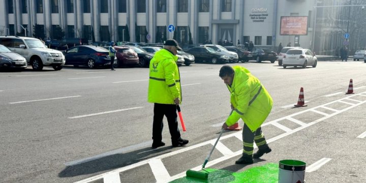 Bakının bəzi ərazilərində velosiped yolları salınır