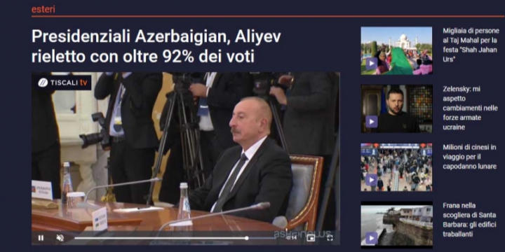 Italian media highlights President Ilham Aliyev’s stunning victory in election