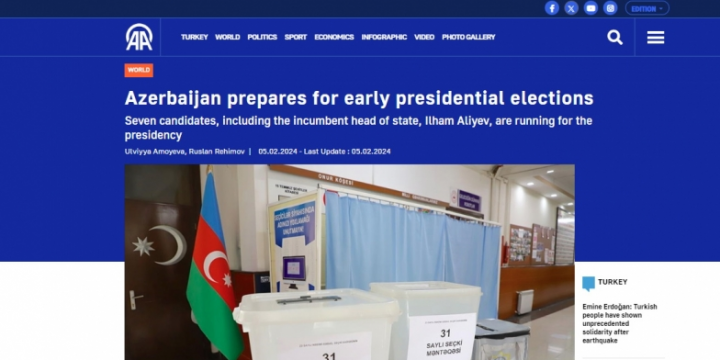 Dünya mediası Azərbaycanda növbədənkənar prezident seçkilərinə hazırlıq prosesindən yazıb