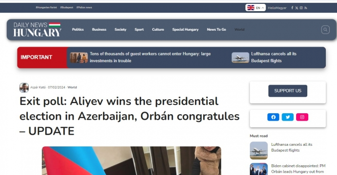 Azerbaijan’s snap presidential election and Ilham Aliyev’s confident victory in spotlight of world media