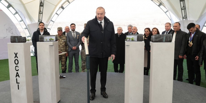 President Ilham Aliyev laid foundation stone for Khojaly genocide memorial and met with representatives of general public