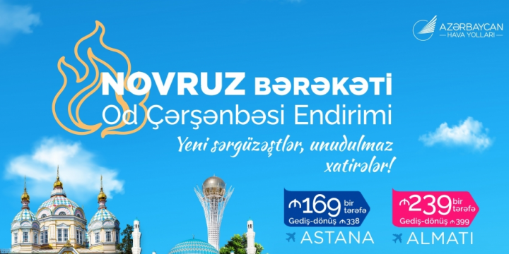 AZAL offers discounts on flights to Almaty and Astana