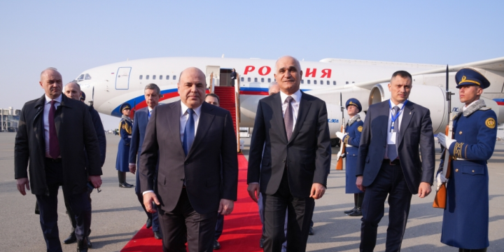 Russian Prime Minister Mikhail Mishustin arrives in Azerbaijan