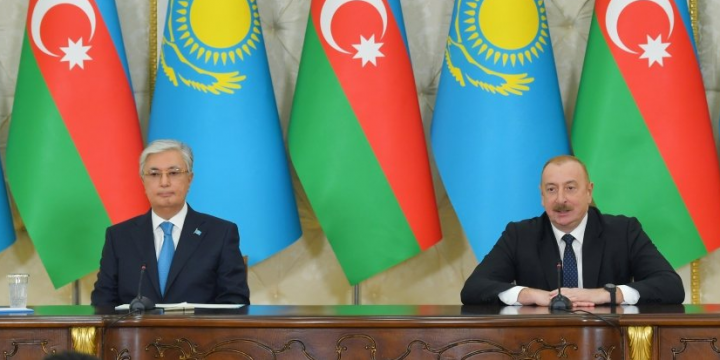 President Ilham Aliyev and President Kassym-Jomart Tokayev made press statements
