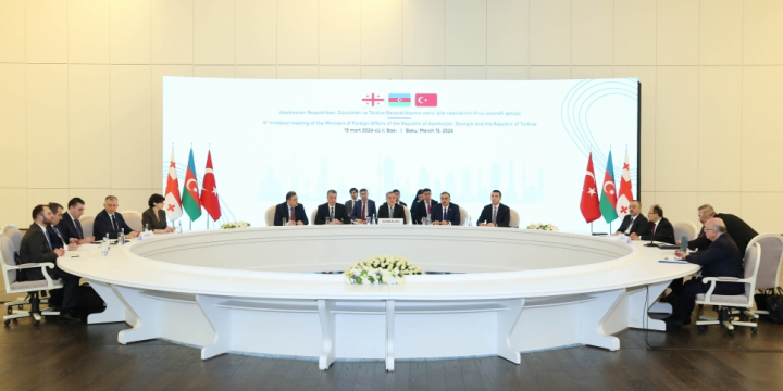 9th trilateral meeting of Azerbaijani, Turkish and Georgian FMs kicks off in Baku